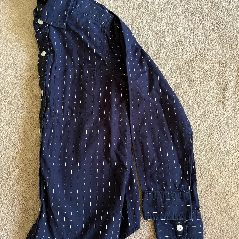 The Children's Place Navy Button-Down Shirt with Dot Stitch Pattern